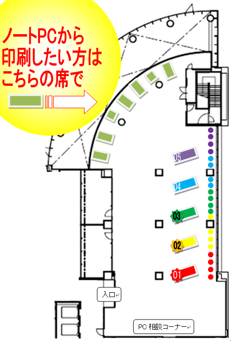 ノートPC用プリンタ設置場所